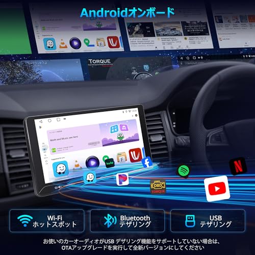 ATOTOLIFE A5L 10インチ Androidナビ 2DINディスプレイオーディオ、大画面オーディオ一体型カーナビ、無線Android Auto&CarPlay ワイヤレス、WiFi 対応/Bluetooth/USBテザリング、24バンドEQ DSP 内蔵、バックカメラ、ミラーリンク、FM/SWC/GPS、AI連続会話&GPS追跡、2G+32G、USB/TF動画再生 中間 画像