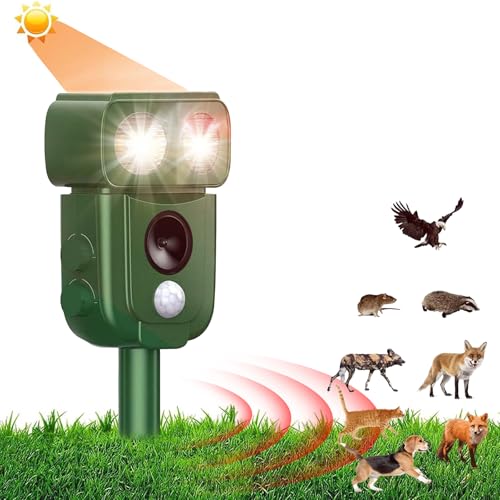 xunbida 動物撃退器 猫よけ【2025アップグレード版・害獣対策器】超音波 警報音 鳥よけ 動物撃退機 害獣撃退 猫退治 犬よけ ネズミ除け 3000mAh大容量＆超長待機 USB充電＆ソーラー充電 IP68防水 5つ撃退モード 赤外線センサー LED強力フラッシュライト 120° 12m感知範囲 畑/庭保護 日本語取扱説明書付 画像1