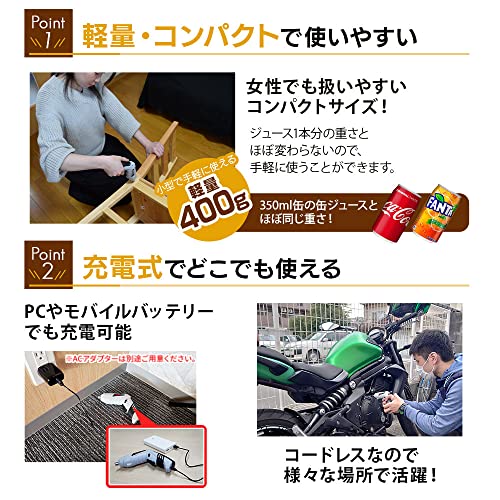 【一家に一台/初心者向けセット】 アイリスプラザ ペン型電動ドライバーセット DIY 電動ドリル 充電式 電動ドライバー 軽量 ドリルドライバー コードレス コンパクト Mitsukin ホワイト 1)3.6V 中間 画像