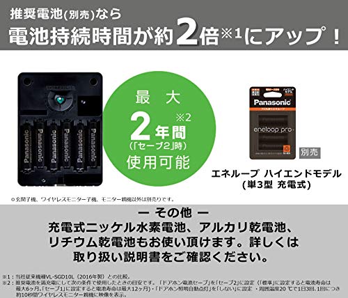 パナソニック ワイヤレステレビドアホン 配線工事不要 LEDライト搭載 VS-SGZ20L 中間 画像