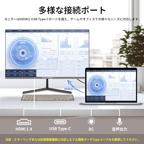 Minifire 24インチ USB-C 100Hz モニター IPS スピーカー内蔵 HDR10 Adaptive Sync VESA対応 フレームレス Type-C/HDMI スピーカー付 チルト調節可 ビジネス用 五年保証(USB Type-Cケーブル付-MF24X3C） 中間 画像