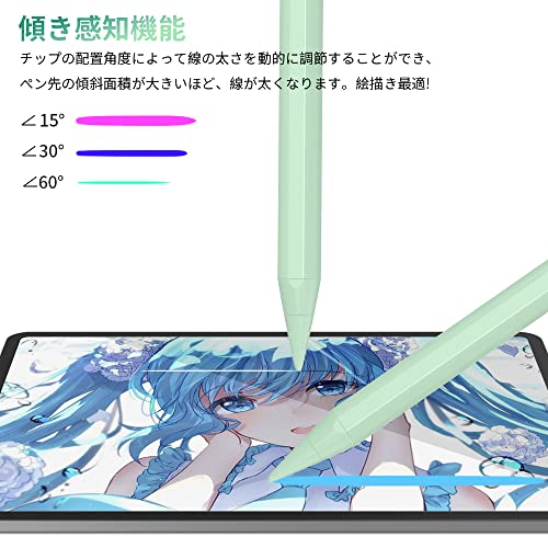 JAMJAKE タッチペンapple pencil替换用ペン急速充電 スタイラスペンiPad 用ペン 極細 高感度 傾き感知/磁気吸着/誤作動防止機能対応 軽量 耐摩2018-2025iPad対応 学生 子供 筆記 絵を描く デザイン用 ドローイング用 中間 画像