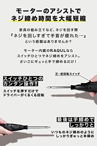 VOICE (ヴォイス) 電動ドライバー RAQUL (ラクル) ボール型グリップ 電動 手動 兼用 小型 USB Type-C 充電式 軽量 正転 逆転 ネジ締め DIY ビット 充電ケーブル付属 中間 画像