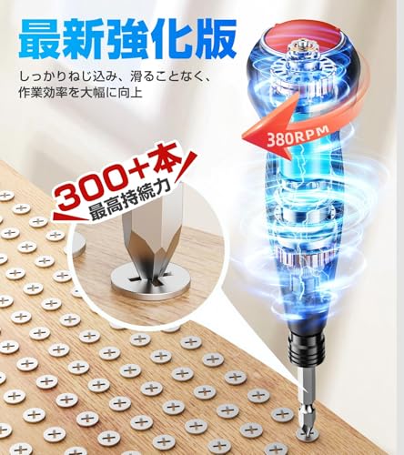 AAL 電動ドライバー 小型【2025年強化版・初心者・DIY向け】 充電式ドライバー 軽量 手持ち 3.6V 最大トルク14N.m 手動兼用 正逆転切り替え 高輝度LEDライト Type-C USB充電式 合金製 ビット 14本付 人間工学設計 滑り止め 携帯 操作簡単 家庭用 日本語説明書付 (Black) 中間 画像