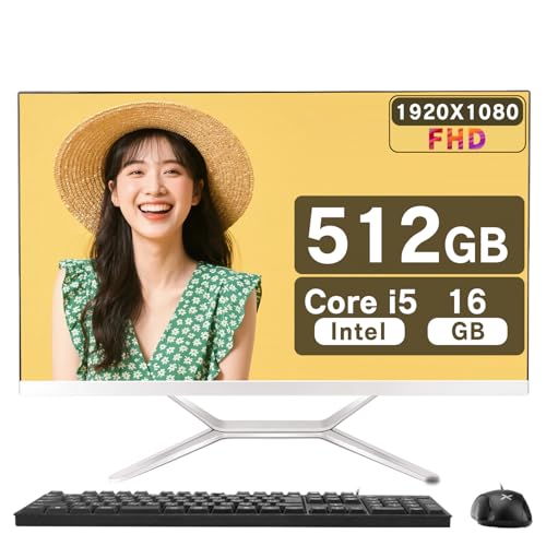 VETESA デスクトップパソコン 高性能・多機能一体型PC - 24インチIPS、Core-i5 、16GB 、512GB SSD、1920*1080p FHD Windows 11 Pro、MS Office 2019付き キーボードとマウス付属 1枚目 画像