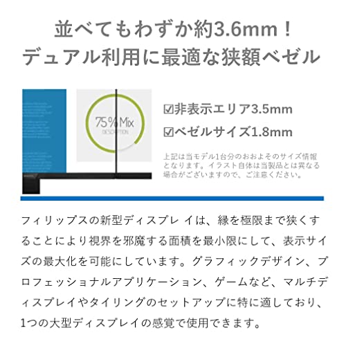 PHILIPS モニターディスプレイ 241E1D/11 (23.8インチ/IPS Technology/FHD/5年保証/HDMI/D-Sub/DVI-D/フレームレス) 中間 画像