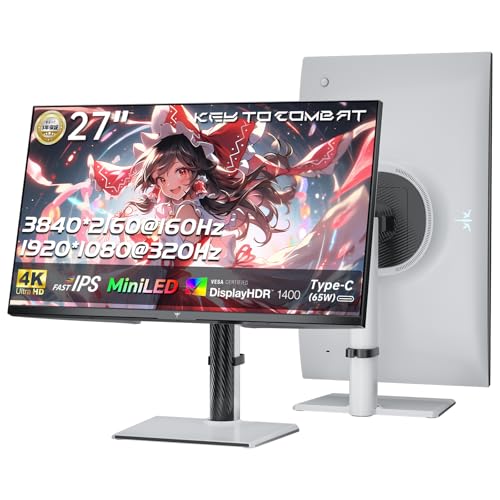 KTC 27インチ QD-MiniLED 4K UHD 量子ドットゲーミングモニター デュアルモード320Hz/160 HDR1400&145% sRGB Type-C 65W & KVM Adaptive Sync PS5で120 Hz(VRR) HDMI2.1*2/DP1.4*1 フル調整スタンド チルト・回転・昇降可能で簡単設置 3年保証 M27P6 画像1