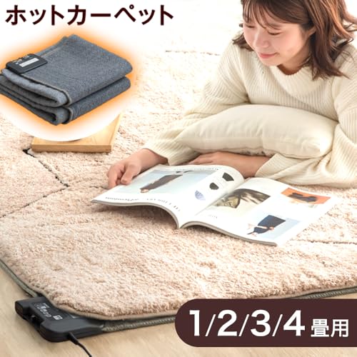 タンスのゲン ホットカーペット 195×290cm 4畳 温度調整 ダニ退治機能 暖房面切り替え可能 長方形 タイマー 収納 コンパクト 21700022(97292) 中間 画像