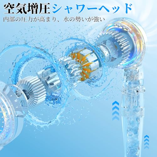 シャワーヘッド マイクロナノバブル 節水 高水圧 高洗浄力 塩素除去 増圧 水圧水流調整 3段階水流 超微細泡 極細水流 手元止水 美髪 保温 肌ケア 頭皮ケア ミストシャワー 毛穴汚れ除去 お風呂 浴室用 バス用品 軽量 うるおい 国際汎用基準ジョイント 4種類アダプター付き シャワーフック付き 浄水カートリッジ2本付き 簡単取り付け 中間 画像
