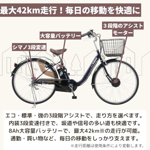 【100%完成車納品】 PELTECH(ペルテック) 電動アシスト自転車 26インチ内装3段 TDF-14Z (ブラウン, 8AHバッテリー) 中間 画像