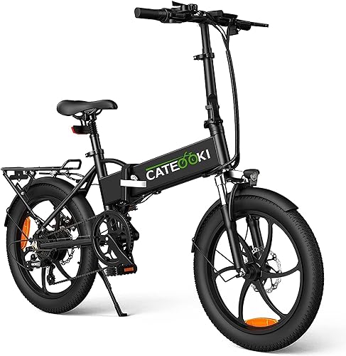 CATEOOKI 電動アシスト自転車 電動自転車 20インチ極太タイヤ 免許不要 折りたたみ アルミフレーム 最大走行距離150km 5段アシスト シマノ7段変速 36V10.4Ah 自転車 100%完成品 25°坂登り 超軽量 公道可 1枚目 画像