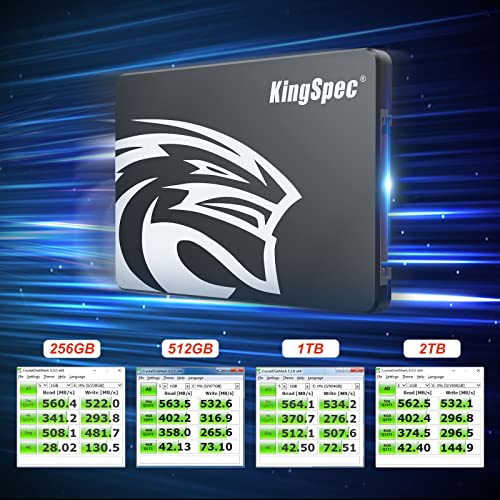 KingSpec SSD SATAIII 6Gb/s 2.5インチ内蔵SSD 最大読込:570MB/s (R:570MB/s、W:540MB/s) 3D NAND SATA SSD メーカー保証3年 (256 gb) 中間 画像