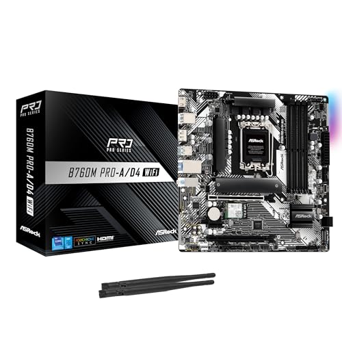 【Amazon.co.jp限定】 ASRock マザーボード B760M Pro-A/D4 WiFi Intel 第12世代 ・ 13世代 CPU (LGA1700)対応 B760チップセット DDR4 Bluetooth搭載 Micro ATX マザーボード 【国内正規代理店品】 1枚目 画像