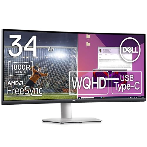 Dell S3423DWC 34インチ 曲面 USB-Cモニター ディスプレイ (3年間無輝点交換保証/WQHD/VA 1800R曲面/21:9/USB-C HDMI/AMD FreeSync/高さ調整/スピーカー) 画像1