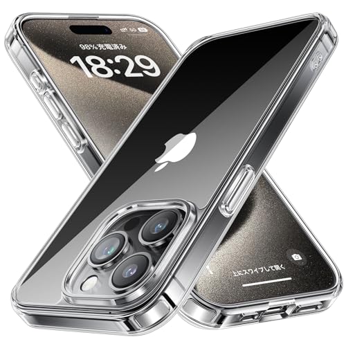 NIMASO ケース iPhone15Pro用 クリア ケース 黄変防止 耐衝撃 米軍MIL規格 SGS認証 PC背面 傷つけ防止 バンパー ワイヤレス充電対応 ストラップホール付き アイフォン15プロ対応 スマホケース(氷星シリーズ) NSC23H747 1枚目 画像