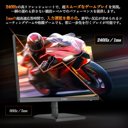 INNOCN ゲーミング モニター 24 .5インチ 240Hz IPSパネル モニター WQHD ゲームモニター ブラック(HDMI 2.1x2/DisplayPort 1.4x2/傾き調整/VESA対応/非光沢ディスプレイ)25G2S 中間 画像