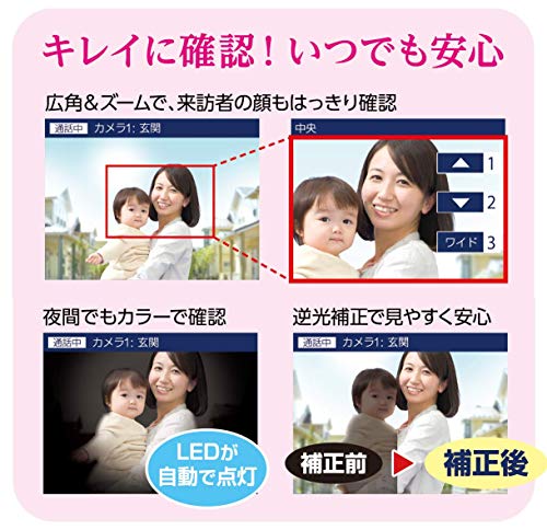 ELPA ワイヤレスドアホン フルセットモデル+ポータブルモニター子機1台+充電台親機1台+玄関カメラ子機1台 配線工事不要 自動録画 DHS-SP2220E 中間 画像