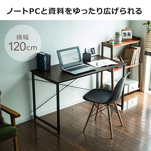 サンワダイレクト パソコンデスク 幅120×奥行60cm モニターアーム対応 机 PCデスク 組立簡単 ライトブラウン 100-DESKF004LBR 中間 画像