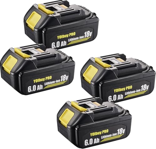 YOIbuy PRO 18V リチウムイオンバッテリー 6.0Ah実容量 MKT 18V互換 全保護基板 最大放電電流60A 国内正規品 BL1860B (4点セット品) 1枚目 画像