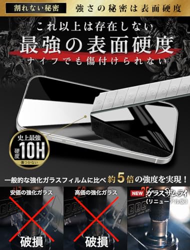 ガラスザムライ iPhone 17 Pro Max 用 iPhone 16 Pro Max 用 ガラスフィルム 硬度 10H 日本製ガラス素材 強化ガラス 保護フィルム 米軍MIL規格 いPhone 413-k 439-k 中間 画像