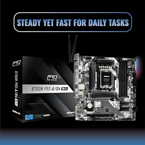 【Amazon.co.jp限定】 ASRock マザーボード B760M Pro-A/D4 WiFi Intel 第12世代 ・ 13世代 CPU (LGA1700)対応 B760チップセット DDR4 Bluetooth搭載 Micro ATX マザーボード 【国内正規代理店品】 中間 画像