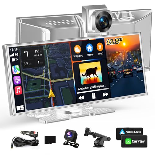 Carplay&Android Auto搭載された ドライブレコーダー カープレイとアンドロイドオートスクリーン 64GBメモリカード付属 ドラレコ 前後カメラ 前後録画 GPSナビゲーション リアカメラ防水 デジタルインナーミラー 1枚目 画像