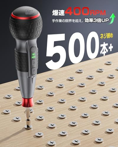 Yacooda 電動ドライバー 小型 【2025新登場・高トルク・業界最強】 電動6N.m 手動15N.m 強力 16点ビット付き 収納ケース付き USB-C充電式 高輝度LEDライト 軽量 DIY 操作簡単 女性/初心者対応 ブラック 中間 画像