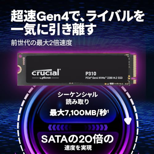 Crucial(クルーシャル) P310 1TB 3D NAND NVMe PCle4.0 M.2 SSD 最大7,100MB/秒 CT1000P310SSD8-JP 国内正規保証品 最後 画像