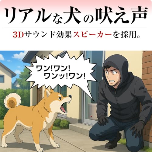 大音量 120db 防犯 センサー アラーム 番犬 犬 吠える 吠え声 鳴き声 撃退 威嚇 サイレン 人体検知 動体検知 人感センサー レーダー 電波式センサー リモコン付き 2WAY 乾電池 バッテリー 防犯対策 空き巣対策 不審者 玄関 窓 ドア 工事不要 配線不要 中間 画像