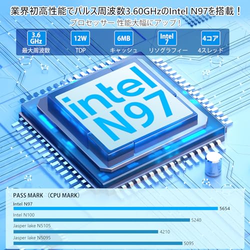 NiPoGi ミニpc n97 mini pc 最大3.6GHz 4C/4T 16GB DDR4 512GB M.2 SSD 2TB拡大可能 ミニパソコン インテル n97 ミニpc Windows11 Pro HDMI2.0+DP1.4 2画面 4K@60Hz 小型pc USB3.2/LANポート 2.4G/5GWi-Fi BT4.2 省電力mini-pc 高速熱放散 静音 E1小型パソコン 最後 画像