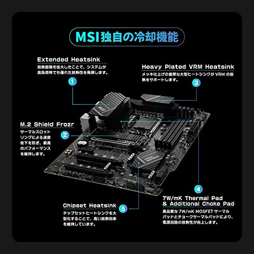 MSIマザーボード PRO Z790-P WIFI DDR5 第14/13/12世代CPU(LGA1700)対応 ATX 拡張ヒートシンクM.2 Shield Frozr [Intel Z790搭載] MB5917 中間 画像