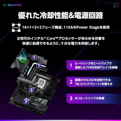 ASUS ROG STRIX Z890-F GAMING WIFI intel Core Ultra Processors (series 2) 対応 LGA 1851 Z890 搭載 DDR5 E-ATX マザーボード 国内正規代理店品 中間 画像