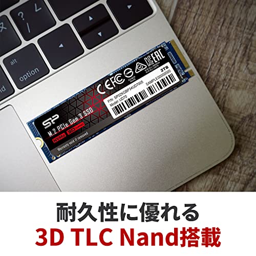 シリコンパワー SSD 1TB 3D NAND M.2 2280 PCIe3.0×4 NVMe1.3 P34A80シリーズ 5年保証 SP001TBP34A80M28 中間 画像