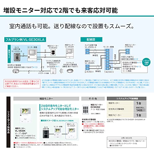 パナソニック テレビドアホン 電源直結式 自動録画機能付 手動録画 増設モニター 室内通話 モニター3.5型TFTカラー液晶 玄関子機 露出型 LEDライト VL-SE30XLA 中間 画像