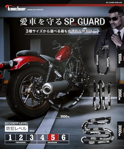 Kaedear(カエディア) バイクロック チェーンロック 鍵 防犯 盗難防止 ロック スクエアチェーン 長さ1000mm 径8mm 高耐久 SP シリンダー 引っ張り強度2T 対向ボール キーシャッター 鍵 複製サービス 防犯レベル5 KDR-LK3-3000 (3000mm) 最後 画像