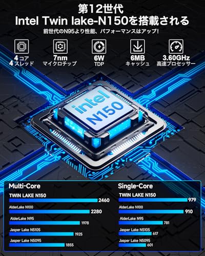 GMKtec ミニpc 最新第12世代インテルAlder Twin-N150 mini pc Windows 11 Pro DDR4 16GB+512GB SSD 4コア/4スレッド 最大周波数3.6GHz WIFI6/BT5.2 TDP 6W 小型PC M.2 2280 NVMe(PCIe3.0)ミニパソコン 2.5G有線LANポート付き 静音性 2画面同時出力 緑 最後 画像