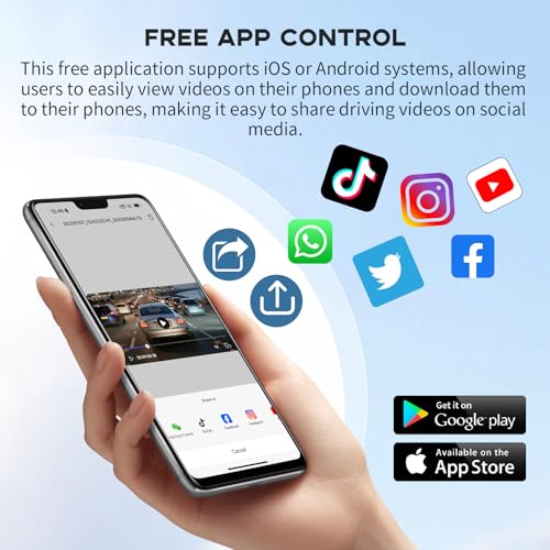 Carplay&Android Auto搭載された ドライブレコーダー カープレイとアンドロイドオートスクリーン 64GBメモリカード付属 ドラレコ 前後カメラ 前後録画 GPSナビゲーション リアカメラ防水 デジタルインナーミラー 中間 画像