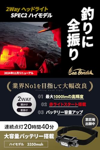 シーボンズ ヘッドライト 1000ルーメン SPEC2 ハイモデル 3350mAhバッテリー 最後 画像