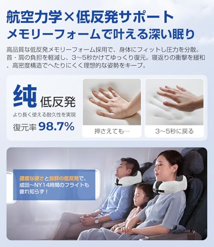 Greneo ネックピロー【業界独創の収納フック】首枕 飛行機 快適グッズ 低反発フォーム 人間工学が360°包み込む［夏も冬もOK！肌が呼吸するひんやり素材］トラベルピロー コンパクト 超軽量290g 折り畳み可能 リーディングピロー 脱着式・洗濯機対応 携帯枕 クッション 父の日 母の日 誕生日プレゼント 旅行 便利グッズ 機内/新幹線/夜行バス/車中泊/在宅ワーク適用（ライトグレー） 中間 画像