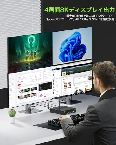 GMKtec NucBox K10 ミニPC 「64GB DDR5 1TB SSD」高性能Intel Core i9-13900HK (14コア20スレッド/最大5.4GHz) 小型デスクトップパソコン4画面8K| 8×USB/COM/HDMI/DP/2.5G LAN | 省スペース・ビジネス・テレワーク対応(intel Core i9-13900HK 64GB+1TB) 中間 画像