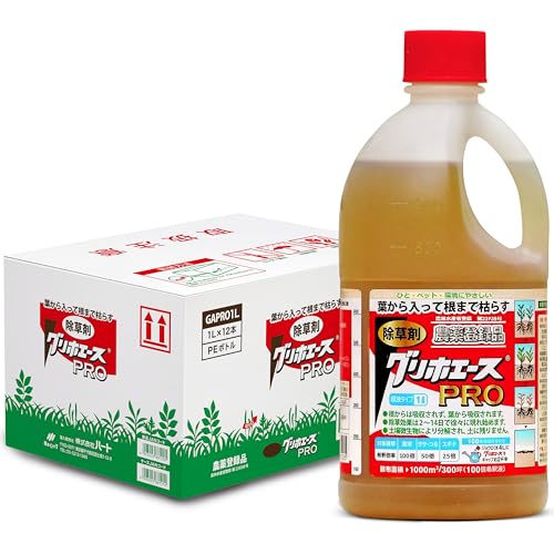 ハート(Heart) グリホエースPRO 1L 12本セット 除草剤 液剤 原液 ジェネリック 頑固な雑草 根まで枯らす 笹 つる スギナ 宅地 駐車場 1枚目 画像