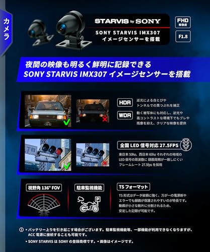 Kaedear(カエディア) バイク スマートモニター ドライブレコーダー モニター 5.5インチ DFS カープレイ アンドロイドオート SONY スタービス IMX-307 駐車監視 空気圧センサー ナビ 屋内/屋外DFS搭載 モード切替 屋外使用対応 スマートレコードディスプレイ KDR-D22 中間 画像