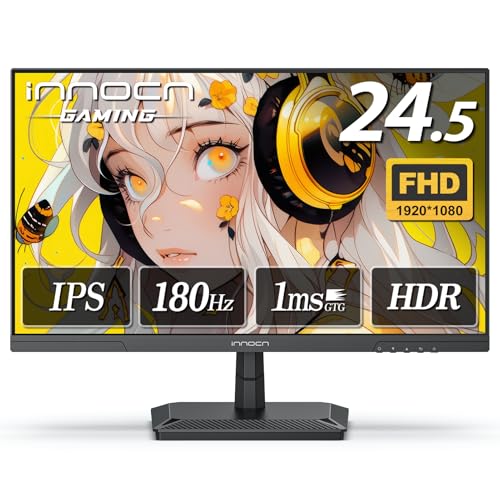 INNOCN ゲーミングモニター 24.5インチ 180Hz フルHD IPSパネル 1ms応答速度 HDMI2.0/DP1.4 AdaptiveSync対応 傾き調整 非光沢ディスプレイ VESA 100*100mm (HDMIケーブル付き) 25G2G （スピーカない） 画像1