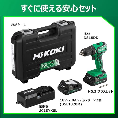 【Amazon.co.jp限定】HiKOKI(ハイコーキ) 18V ドリルドライバー DS18DD 初回修理保証 バッテリー2個・充電器・ケース付 DS18DD(2BG) 最後 画像