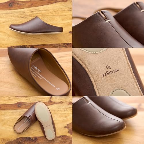 [フロンティア] 歩くを考えたスリッパ room's ルームズ メンズ レディース 室内 来客用 ルームシューズ ダークブラウン L 25.0-27.0cm 中間 画像