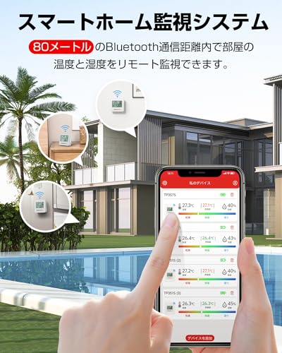 ThermoPro 温湿度計 Bluetooth 温度湿度計 デジタル 温度計 無線 高精度 見やすいデカ文字 スマホで温度湿度管理 アラーム機能 ミニサイズ 壁掛け マグネット スタンド付 梅雨 熱中症対策 乾燥対策 温室 部屋 室内用 TP357 (3個) 中間 画像
