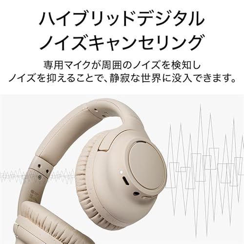 オーディオテクニカ ATH-S300BT(E) ワイヤレスヘッドホン ノイズキャンセリング Bluetooth 5.1 密閉型 【最大約90時間再生 急速充電 AAC対応 外音とりこみ マルチポイント 低遅延モード】 ベージュ 中間 画像