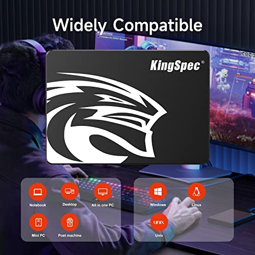 KingSpec SSD SATAIII 6Gb/s 2.5インチ内蔵SSD 最大読込:570MB/s (R:570MB/s、W:540MB/s) 3D NAND SATA SSD メーカー保証3年 (256 gb) 中間 画像