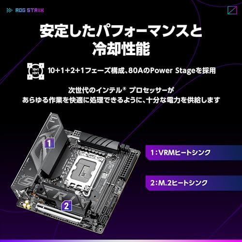 ASUS intel Core Ultra Processors (Series 2) Socket LGA1851 対応 B860 搭載 Mini-ITX マザーボード/ROG STRIX B860-I GAMING WIFI 国内正規代理店品 中間 画像