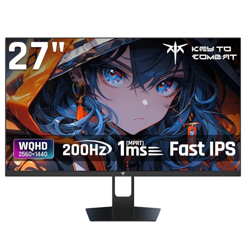 KTC 27インチゲーミングモニター WQHD (2560x1440) Fast IPS 200Hz (210OC可能）1ms(MPRT) 131%sRGB HDR400 低ブルーライト フリッカーフリー FreeSync & G-Sync対応 PS5対応 HDMI2.0×2 DP1.4×2 VESA 100*100 H27T22C-3 画像1